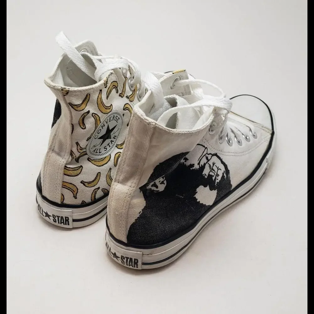 Unisex Converse Banksy The Thinker Monkey-Bananas Design Canvas HiTop Size 7M 9W